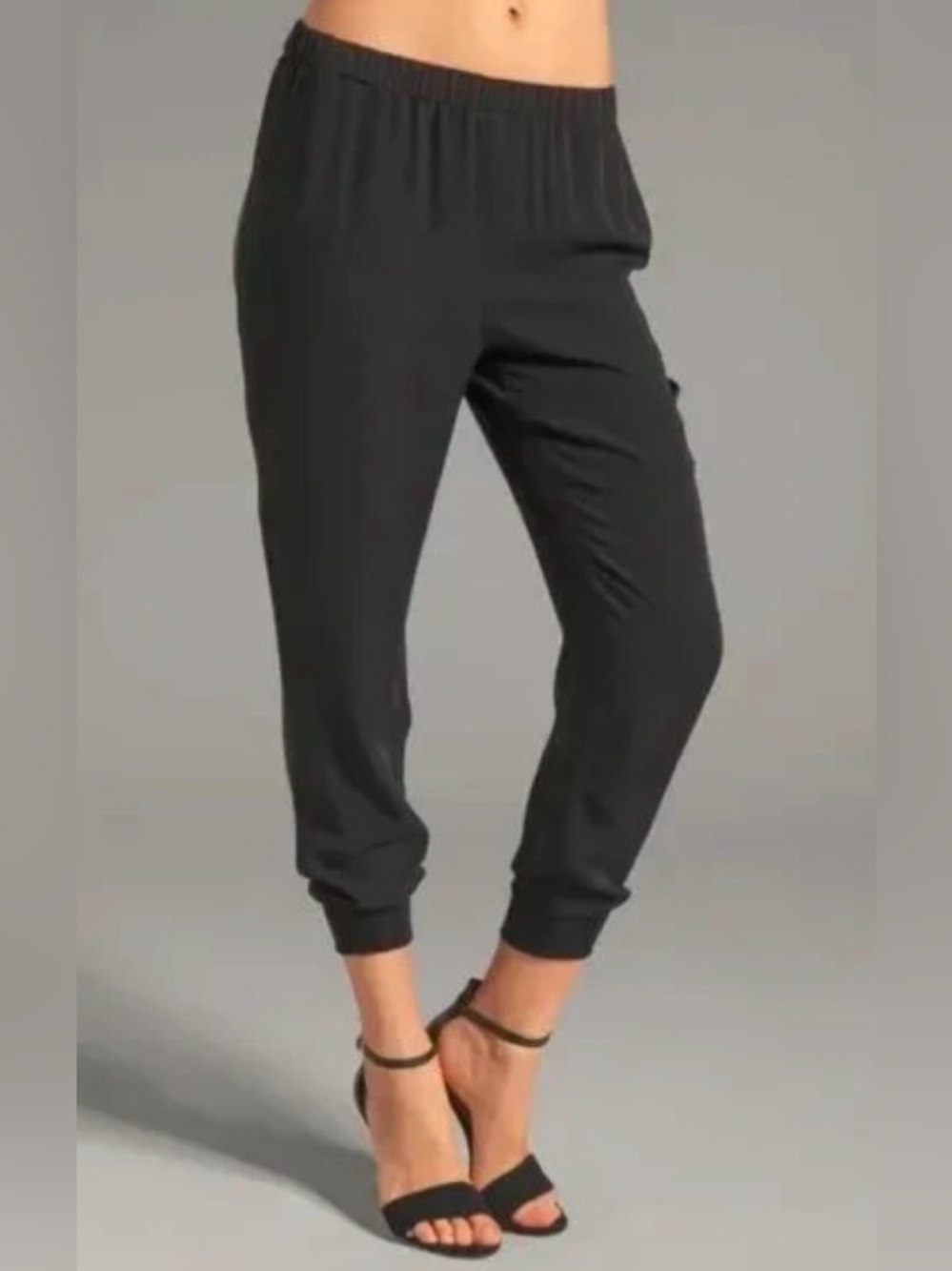 Theory "Arai" 100% Silk Cuffed Joggers - Black Size 6